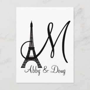 DIY Monogram Eiffelturm Postkarte