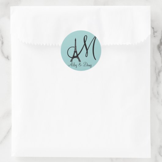 DIY Monogram Eiffelturm Runder Aufkleber (Tasche)