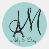 DIY Monogram Eiffelturm Runder Aufkleber (Vorderseite)
