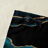 DIY Monogram & Gold Name, Black Gold & Aquamarin A Strandtuch (Beispiel)