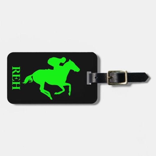 DIY Monogram Lime Green Race Pferd/Jegliche Farbe Gepäckanhänger (Vorderseite horizontal)