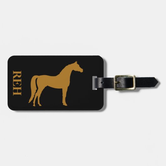 DIY Monogram Matte Gold Pferd auf beliebiger Farbe Gepäckanhänger (Vorderseite horizontal)