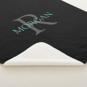 DIY Monogram Name Aquamarin & Dunkelgrau Text, Sch Sherpadecke (3/4)
