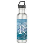 DIY Monogram & Name Blue & White, Water Splash Vs2 Edelstahlflasche (Vorderseite)