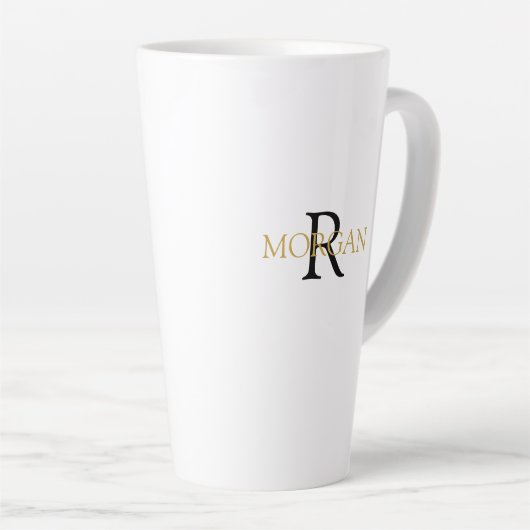 DIY Monogram & Name, einfaches Design, Schwarz & G Milchtasse (Rechte Ecke)