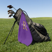 DIY Monogram & Name, Gold/White Text, Royal Lila Golfhandtuch (Gras)