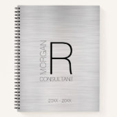 DIY Monogram Name Professionals Date, Blk Gray Sil Notizblock (Vorderseite)