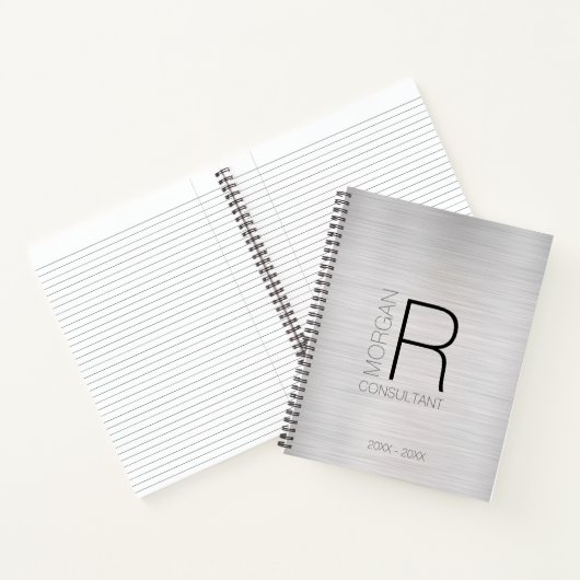 DIY Monogram Name Professionals Date, Blk Gray Sil Notizblock (Innenseite)