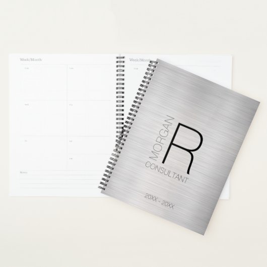 DIY Monogram Name Professionals Date, Blk Gray Sil Planer (Anzeige)