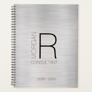 DIY Monogram Name Professionals Date, Blk Gray Sil Planer