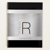 DIY Monogram & Name, Schwarz & Grau, gebürstetes S Planer (Vorderseite)