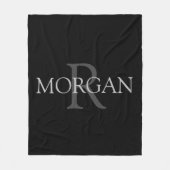 DIY Monogram & Name, trendy Black mit grauem Text Fleecedecke (Vorderseite)
