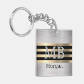DIY Monogram & Name, Yel Gold/Black Brushsilber Schlüsselanhänger (Vorderseite links)