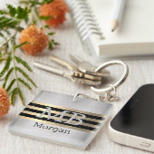 DIY Monogram & Name, Yel Gold/Black Brushsilber Schlüsselanhänger (Vorderseite rechts)