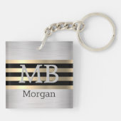 DIY Monogram & Name, Yel Gold/Black Brushsilber Schlüsselanhänger (Rückseite)