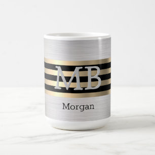 DIY Monogram Name, Yel Gold Brushed Silver Blk Vs2 Kaffeetasse