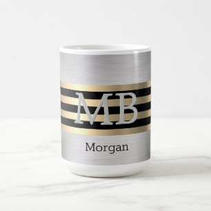 DIY Monogram & Name Yel Gold Brushed Steel Blk Vs2 Kaffeetasse