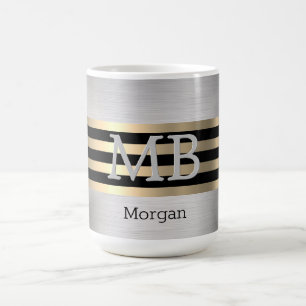 DIY Monogram & Name Yel Gold Bürstenstahl schwarz  Kaffeetasse