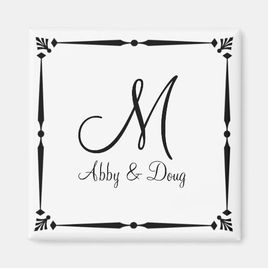 DIY Monogram Vorlage mit dekorativem Rand Magnet (Vorne)