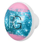 DIY Monogram, weißer Schwarz, Stardust Brush Strok Keramikknauf (Rechts)