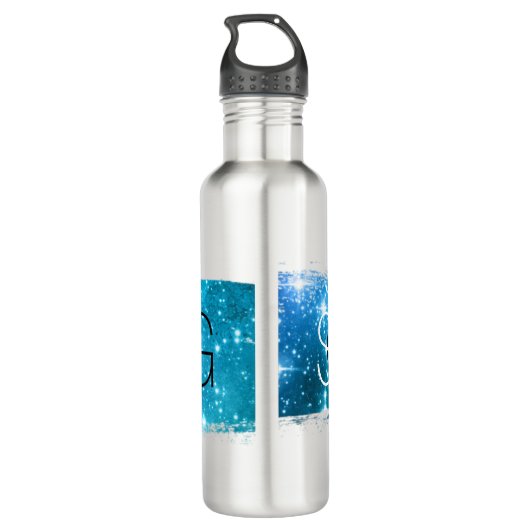 DIY Monogram Wh&Blk, Stardust Brush Stroke Edelstahlflasche (Rückseite)