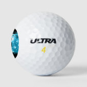 DIY Monogram White & Black, Stardust Brush Stroke Golfball (Logo)