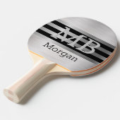 DIY Monogramm/Name Bk/Silber Streifen gebürstet Si Tischtennis Schläger (Vorderseite)
