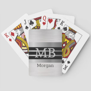 DIY-Monogramm/Name Bk/Silberstreifen Gebürstetes S Spielkarten