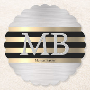 DIY-Monogramm & Name, Gelbgold gebürsteter Stahl S Untersetzer