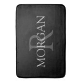DIY-Monogramm & Name, Klassisch Schwarz mit grauem Badematte (Vorderseite Vertikal)