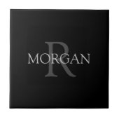 DIY-Monogramm & Name, klassisch schwarz mit grauem Fliese (Vorderseite)