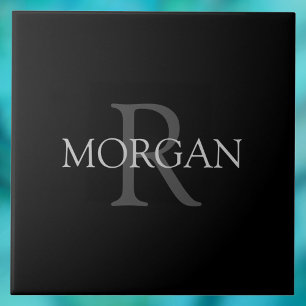 DIY-Monogramm & Name, klassisch schwarz mit grauem Fliese