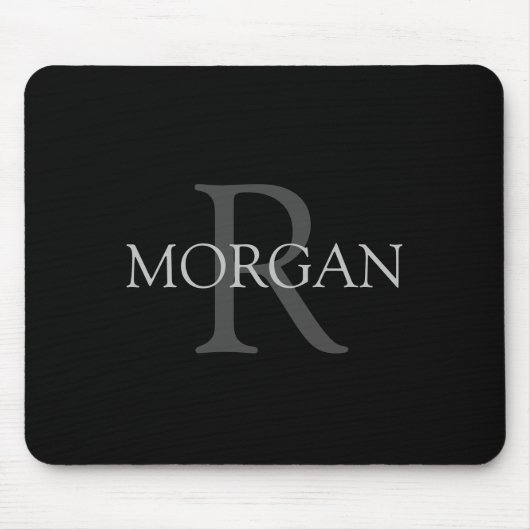 DIY-Monogramm & Name, Klassisch Schwarz mit grauem Mousepad (Vorne)