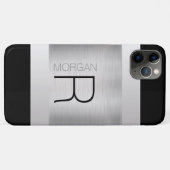 DIY-Monogramm-Name, schwarzer grauer Text, gebürst Case-Mate iPhone Hülle (Rückseite (Horizontal))