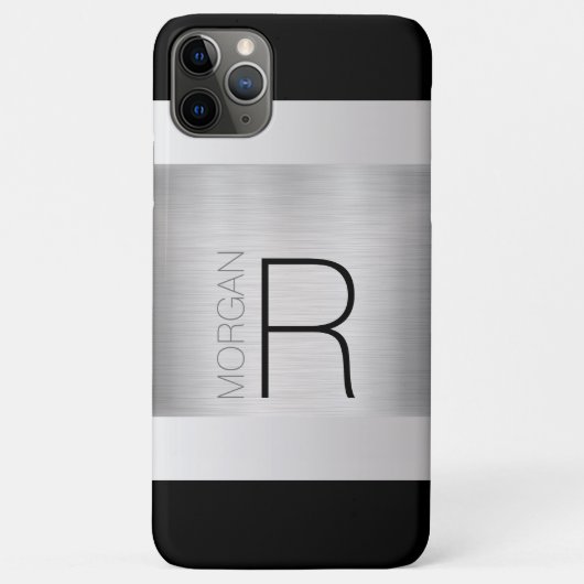 DIY-Monogramm-Name, schwarzer grauer Text, gebürst Case-Mate iPhone Hülle (Rückseite)