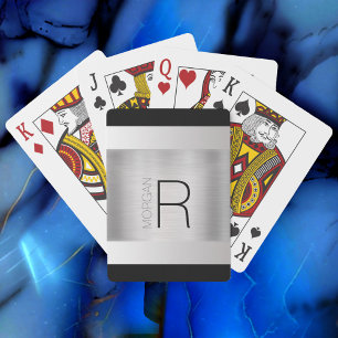 DIY-Monogramm-Name, schwarzer grauer Text, gebürst Spielkarten