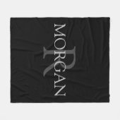 DIY-Monogramm & Name, trendiges Schwarz mit grauem Fleecedecke (Vorderseite (Horizontal))
