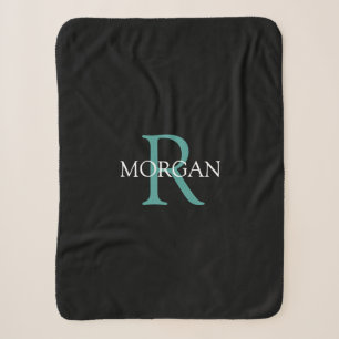 DIY-Monogramm-Name Weiße und dunkle Türkis-Schrift Sherpadecke
