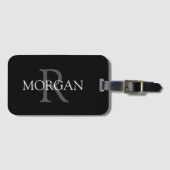 DIY Monogramm und Name, klassisch schwarz mit grau Gepäckanhänger (Vorderseite (Horizontal))