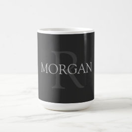 DIY Monogramm und Name, klassisch schwarz mit grau Kaffeetasse