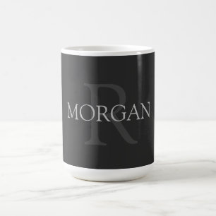 DIY Monogramm und Name, klassisch schwarz mit grau Kaffeetasse