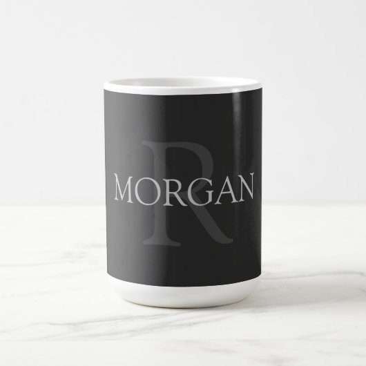 DIY Monogramm und Name, klassisch schwarz mit grau Kaffeetasse (Mittel)