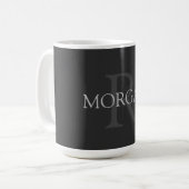 DIY Monogramm und Name, klassisch schwarz mit grau Kaffeetasse (Vorderseite Links)