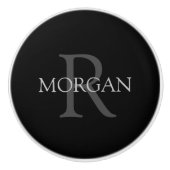 DIY Monogramm und Name, klassisch schwarz mit grau Keramikknauf (Vorderseite)