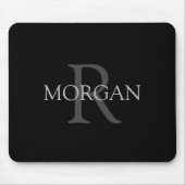 DIY Monogramm und Name, klassisch schwarz mit grau Mousepad (Vorne)