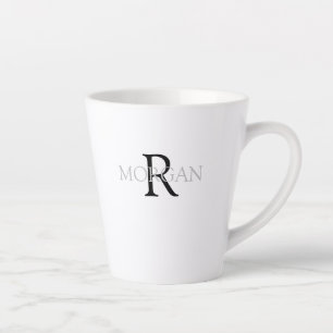 DIY-Monogramm und Name Trenddesign schwarzer und g Milchtasse