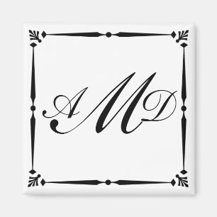 DIY Monogrammschablone mit dekorativer Grenze Magnet