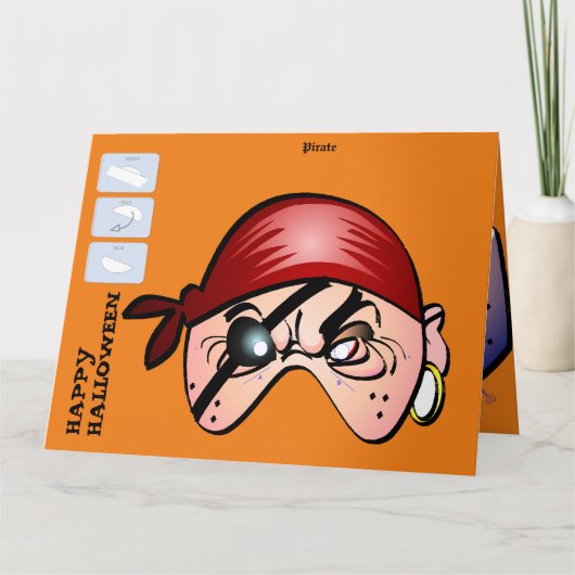DIY Monster Paper Mask Halloween XL Card - Piraten Karte (Vorderseite)
