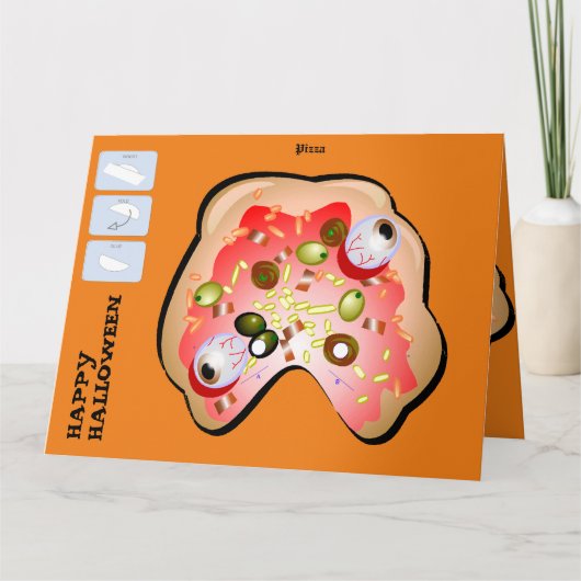 DIY Monster Paper Mask Halloween XL Card Pizza Karte (Vorderseite)