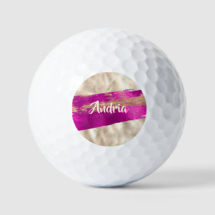DIY Name Brush Text Fuchsia Platinum Imitats Metal Golfball